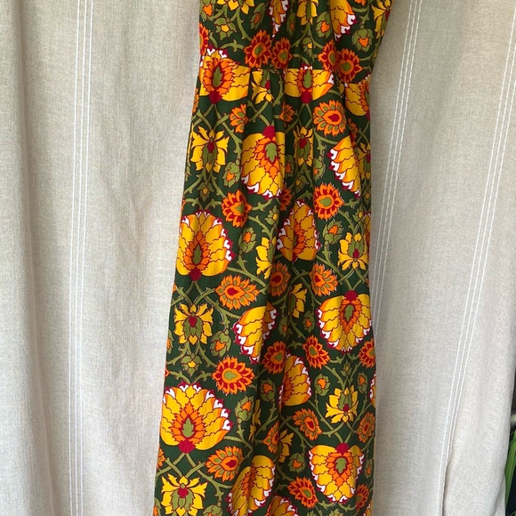 Design Thai Dresses & Skirts - Floral Maxi Dress in Green and Yellow